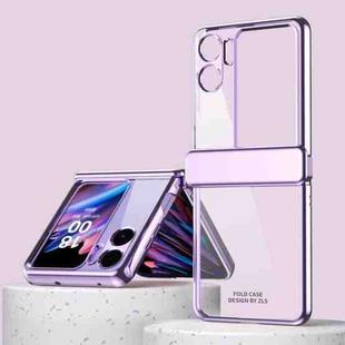 For OPPO Find N2 Flip Electroplating Frame Transparent Phone Case with Hinge(Purple)