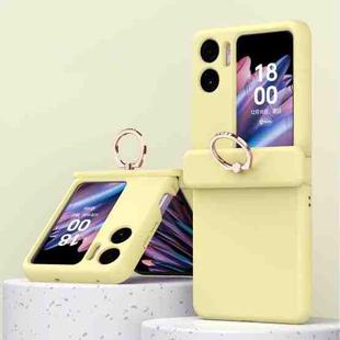 For OPPO Find N2 Flip Macaron Magnetic Three-piece Phone Case with Ring(Yellow)