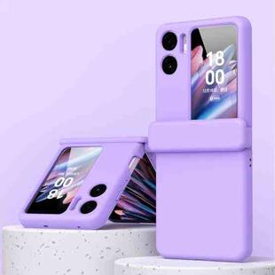 For OPPO Find N2 Flip Macaron Magnetic Hinge Three-piece Phone Case with Protective Film(Purple)