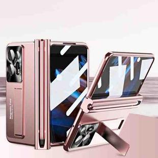 For OPPO Find N2 Integrated Metal Hinge All-inclusive Phone Case with Pen Slot(Rose Gold)