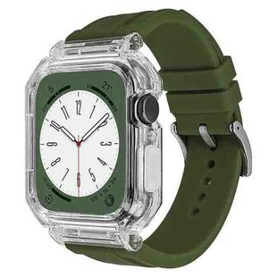 Crystal Clear Polycarbonate Case Silicone Watch Band For Apple Watch Series 9&8&7 41mm / SE 3&SE 2&6&SE&5&4 40mm / 3&2&1 38mm(Army Green)