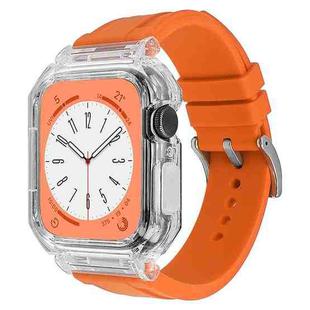 Crystal Clear Polycarbonate Case Silicone Watch Band For Apple Watch Series 9&8&7 41mm / SE 3&SE 2&6&SE&5&4 40mm / 3&2&1 38mm(Orange)