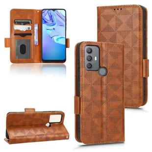 For TCL 30 SE 5G / 30E / 306 / 305 Symmetrical Triangle Leather Phone Case(Brown)