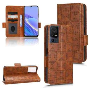 For TCL 40 SE Symmetrical Triangle Leather Phone Case(Brown)