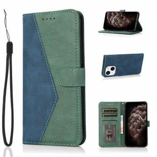 For iPhone 13 mini Dual-color Stitching Leather Phone Case(Blue Green)