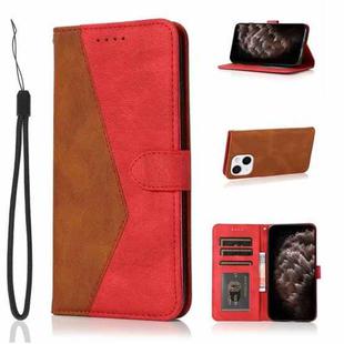 For iPhone 13 mini Dual-color Stitching Leather Phone Case(Brown Red)