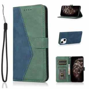 For iPhone 13 Dual-color Stitching Leather Phone Case(Blue Green)