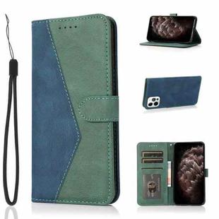 For iPhone 13 Pro Dual-color Stitching Leather Phone Case(Blue Green)