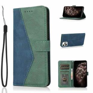 For iPhone 12 / 12 Pro Dual-color Stitching Leather Phone Case(Blue Green)