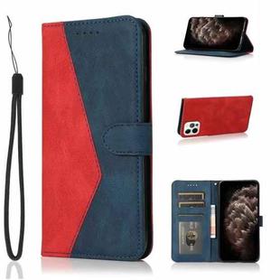 For iPhone 12 Pro Max Dual-color Stitching Leather Phone Case(Red Blue)