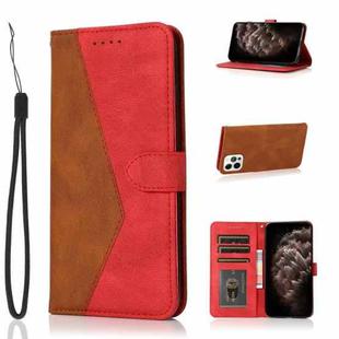 For iPhone 12 Pro Max Dual-color Stitching Leather Phone Case(Brown Red)