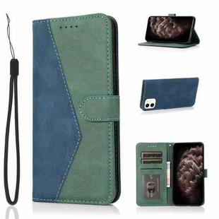 For iPhone 11 Dual-color Stitching Leather Phone Case(Blue Green)