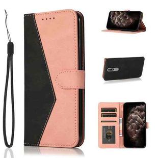 For Nokia 2.4 Dual-color Stitching Leather Phone Case(Black Rose Gold)