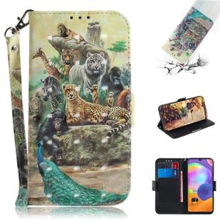 For Galaxy A31 3D Colored Drawing Horizontal Flip Leather Case with Holder & Card Slot & Wallet & Lanyard(Zoo)