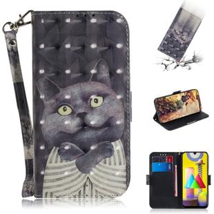 For Galaxy M31 3D Colored Drawing Horizontal Flip Leather Case with Holder & Card Slot & Wallet & Lanyard(Embrace The Cat)