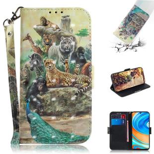 For Xiaomi Redmi Note 9 Pro 3D Colored Drawing Horizontal Flip Leather Case with Holder & Card Slot & Wallet & Lanyard(Zoo)