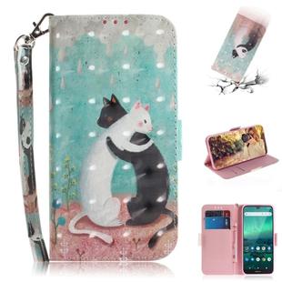 For Nokia 1.3 3D Colored Drawing Horizontal Flip Leather Case with Holder & Card Slot & Wallet & Lanyard(Black and White Cat)