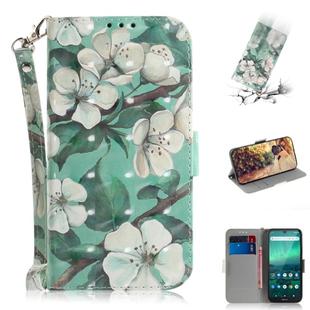 For Nokia 1.3 3D Colored Drawing Horizontal Flip Leather Case with Holder & Card Slot & Wallet & Lanyard(Watercolor Flowers)