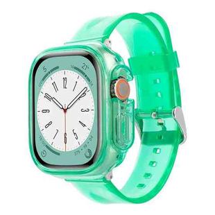 For Apple Watch Ultra 49mm Glacier Jelly Clear TPU Case Watch Band(Blue Green)