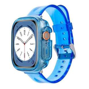 For Apple Watch Ultra 49mm Glacier Jelly Clear TPU Case Watch Band(Blue)