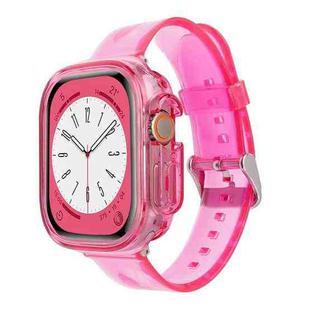 For Apple Watch Ultra 49mm Glacier Jelly Clear TPU Case Watch Band(Rose Red)