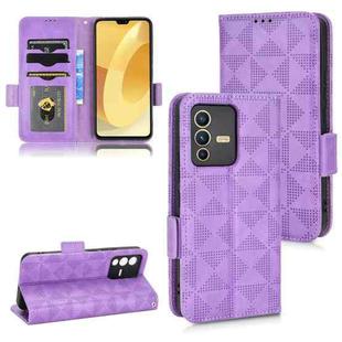 For vivo S12 Pro / V230 Pro Symmetrical Triangle Leather Phone Case(Purple)