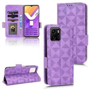 For vivo Y01 / Y15s 2021 Symmetrical Triangle Leather Phone Case(Purple)