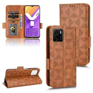 For vivo Y01 / Y15s 2021 Symmetrical Triangle Leather Phone Case(Brown)