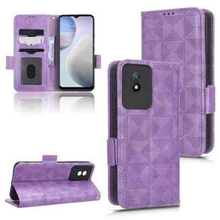 For vivo Y02 4G Symmetrical Triangle Leather Phone Case(Purple)