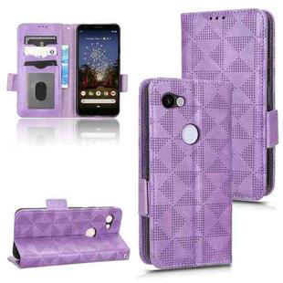 For Google Pixel 3 Lite / 3a Symmetrical Triangle Leather Phone Case(Purple)