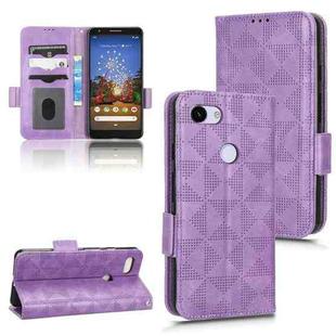 For Google Pixel 3 Lite XL / 3a XL Symmetrical Triangle Leather Phone Case(Purple)