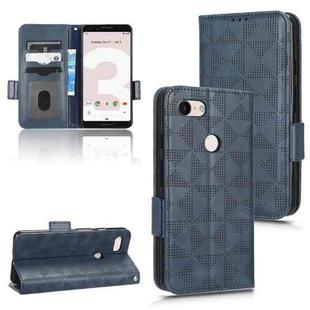 For Google Pixel 3 Symmetrical Triangle Leather Phone Case(Blue)