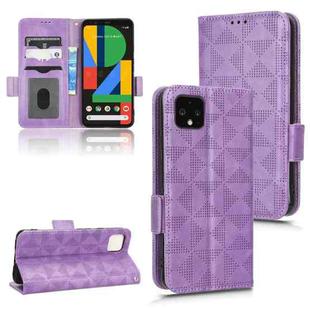 For Google Pixel 4 XL Symmetrical Triangle Leather Phone Case(Purple)