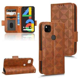 For Google Pixel 4a 4G Symmetrical Triangle Leather Phone Case(Brown)