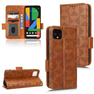 For Google Pixel 4 Symmetrical Triangle Leather Phone Case(Brown)