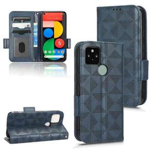 For Google Pixel 5 Symmetrical Triangle Leather Phone Case(Blue)