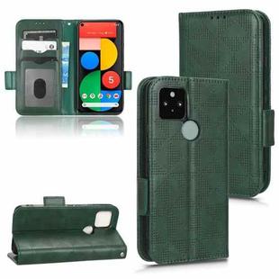For Google Pixel 5 Symmetrical Triangle Leather Phone Case(Green)