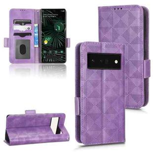For Google Pixel 6 Pro Symmetrical Triangle Leather Phone Case(Purple)