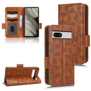 For Google Pixel 7a Symmetrical Triangle Leather Phone Case(Brown)