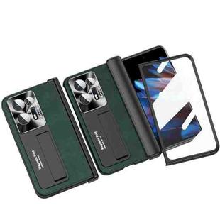 For OPPO Find N2 Integrated Napa Pattern All-inclusive Magnetic Phone Case with Hinge(Green)