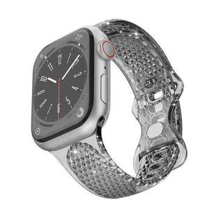 Diamond Pattern Clear TPU Watch Band For Apple Watch Series 9&8&7 41mm / SE 3&SE 2&6&SE&5&4 40mm / 3&2&1 38mm(Black)