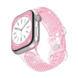 Diamond Pattern Clear TPU Watch Band For Apple Watch Ultra 49mm / Series 8&7 45mm / SE 2&6&SE&5&4 44mm / 3&2&1 42mm(Pink)