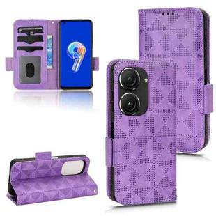 For Asus Zenfone 9 Symmetrical Triangle Leather Phone Case(Purple)