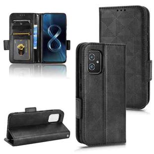 For Asus Zenfone 8 ZS590KS Symmetrical Triangle Leather Phone Case(Black)
