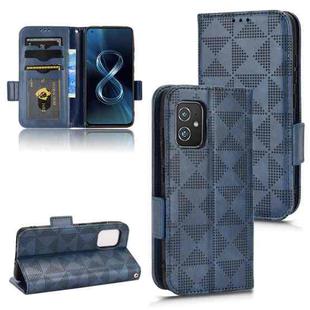 For Asus Zenfone 8 ZS590KS Symmetrical Triangle Leather Phone Case(Blue)