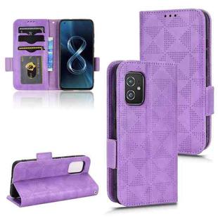 For Asus Zenfone 8 ZS590KS Symmetrical Triangle Leather Phone Case(Purple)