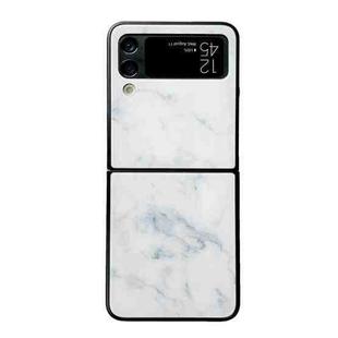 For Samsung Galaxy Z Flip3 5G Marble Pattern Glass Protective Phone Case(White)