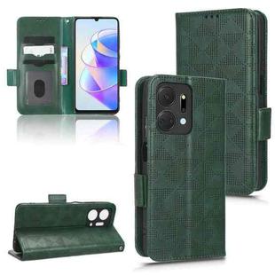 For Honor X7a Symmetrical Triangle Leather Phone Case(Green)