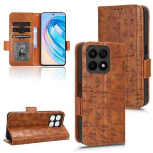 For Honor X8a Symmetrical Triangle Leather Phone Case(Brown)