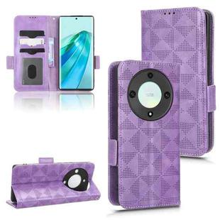 For Honor X40 5G / X9a 5G / Magic5 Lite 5G Symmetrical Triangle Leather Phone Case(Purple)